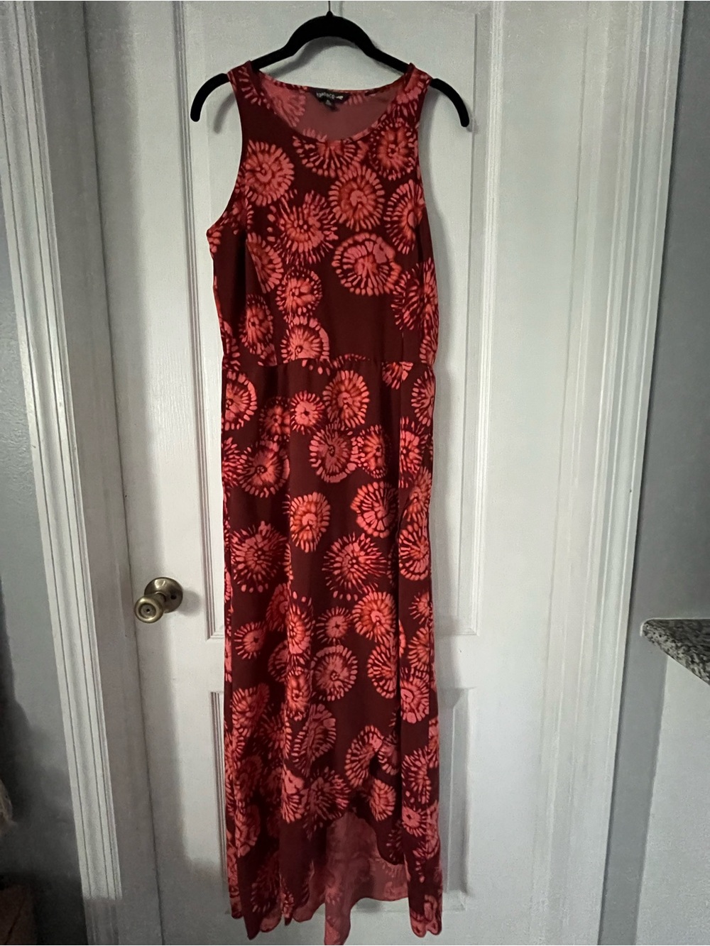 Toad&Co Sleeveless Red and Coral Floral Maxi Dress